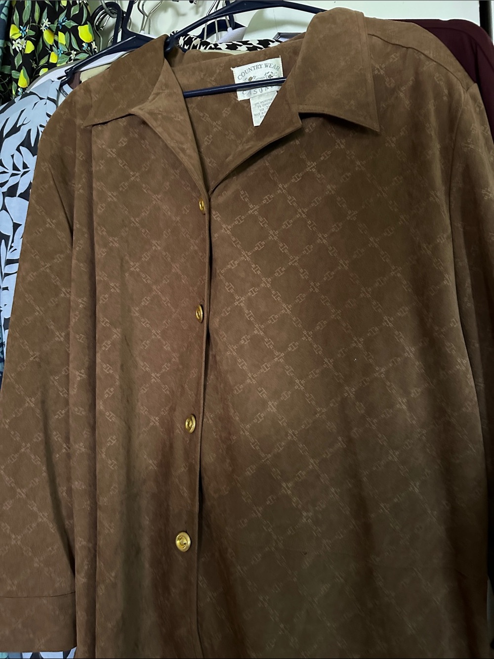 Brown Button-Front Blouse